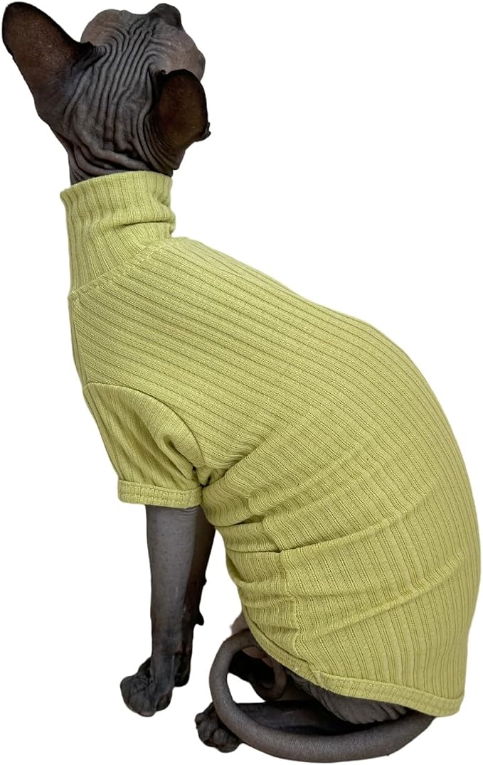 Sphynx Cats Shirt Cat Turtleneck Cotton Sweater Pullover Kitten T-Shirts - Image 3