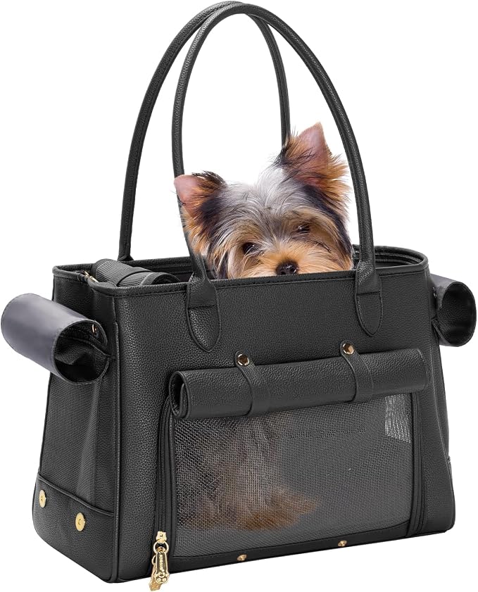 Fashion Pet Carrier Purse for Small Cat and Dog, Luxury Pu Soft-Sided Tote Bag by Minsong