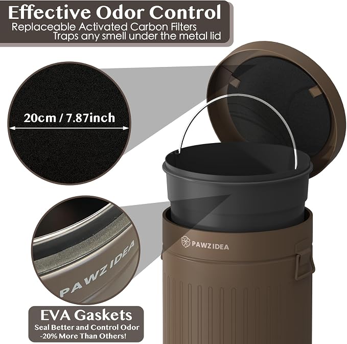 PAWZIDEA Dog Poop Trash Can Outside Odor Control, 3.1Gallon Pet Waste Trash Can - Image 2