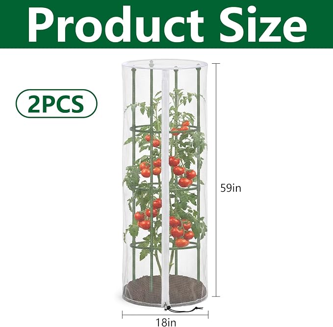 2 Pcs Garden Bird Netting for Round Plant Cage, Tomato Trellis Insect Bird - Image 2
