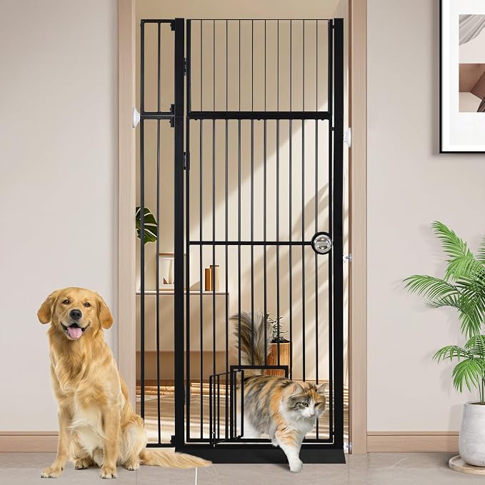 71" Extra Tall Pet Gate with Cat Door, No Drill Pressure Mounted Auto-Close by Unknown