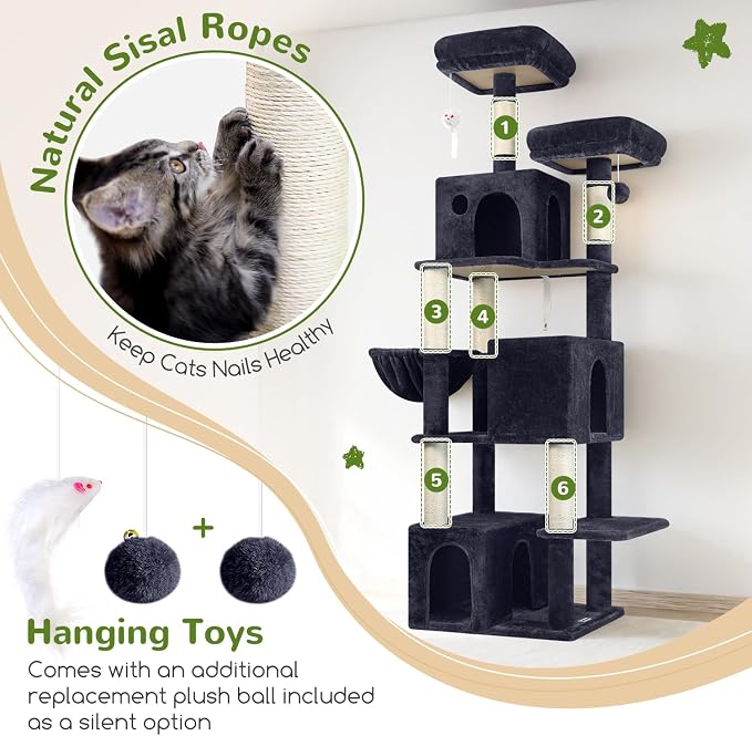 Globlazer Cat Tree Tall, 71 inches Cat Tower - Image 5