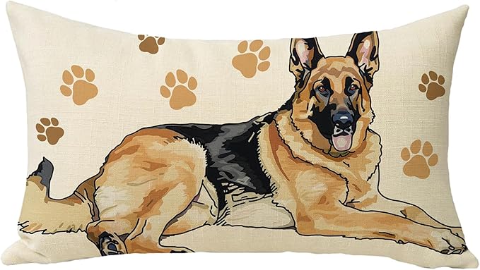 German Shepherd Dog Lumbar Decorative Throw Pillow Cover 12 x 20, Rectangular by Fjfz