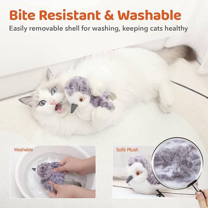 Potaroma Cat Toys Flapping Bird, Lifelike Sandpiper Chirp Tweet, Rechargeable - Image 4