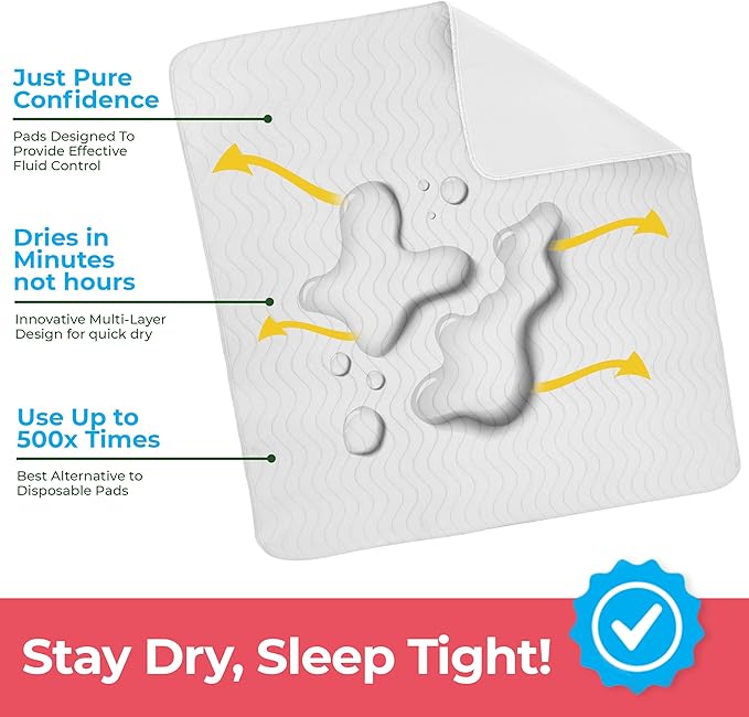 Utopia Bedding Washable Underpads 34" x 52", Waterproof Reusable Heavy - Image 3