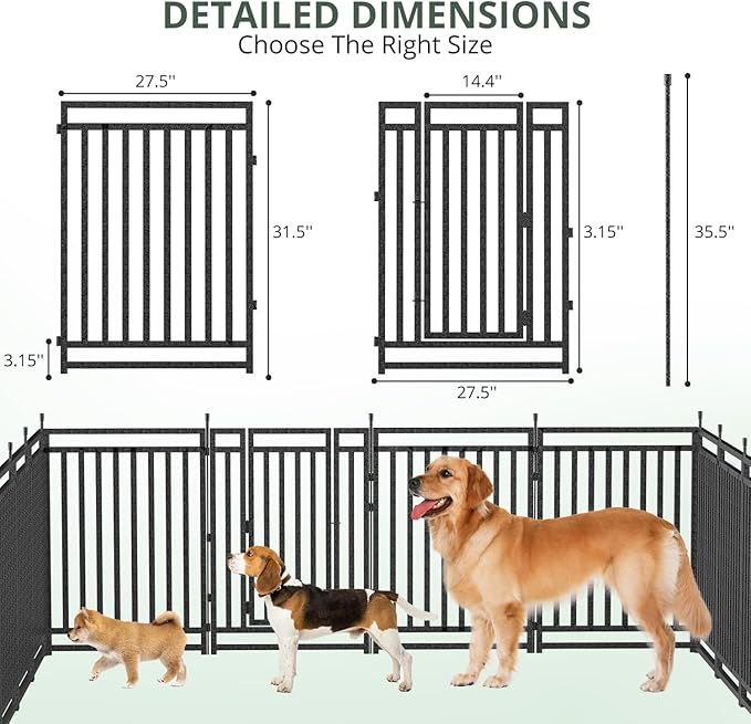 Dog Fence Outdoor for Yard Indoor Dog Playpen 32" Height 16 Panels Portable Dog - Image 4