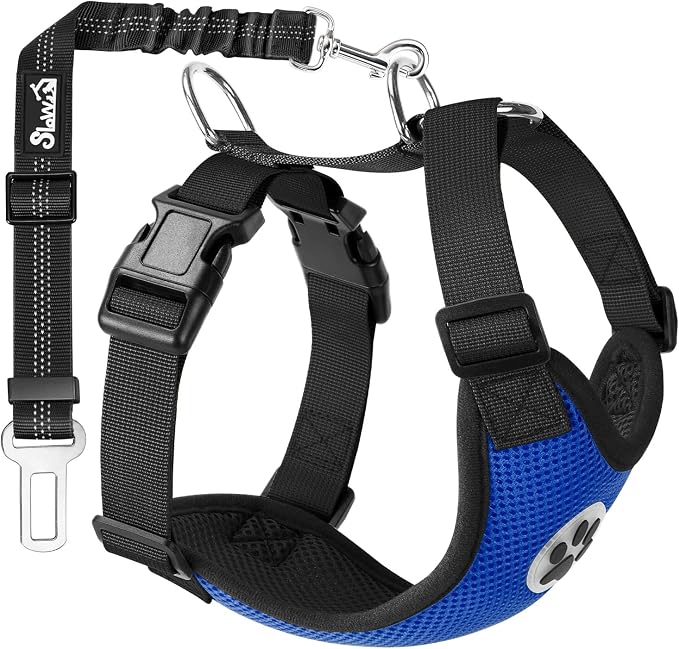 SlowTon Dog Seat Belt Harness for Car, Dog Car Harness Adjustable Mesh by SlowTon