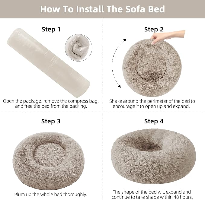 Nisrada Dog Bed for Small Medium Large Dogs, 24 inch Calming Dogs Bed, - Image 6