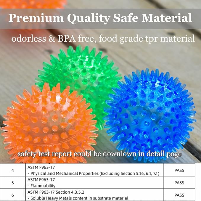 6pack Squeaky Dog Toys Spiky Dog Balls Cleans Teeth and Promotes Dental and Gum - Image 6