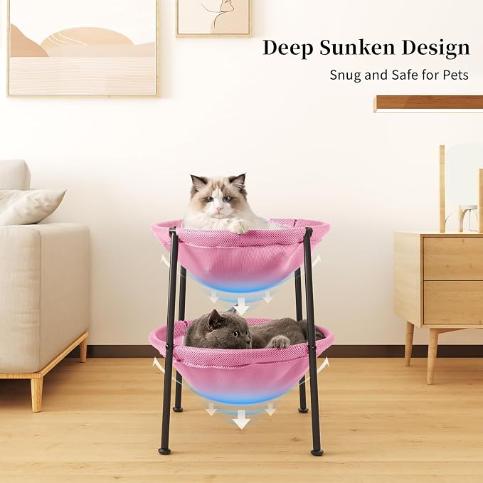 Double Cat Bed Pink, Breathable Pet Bed - Image 4