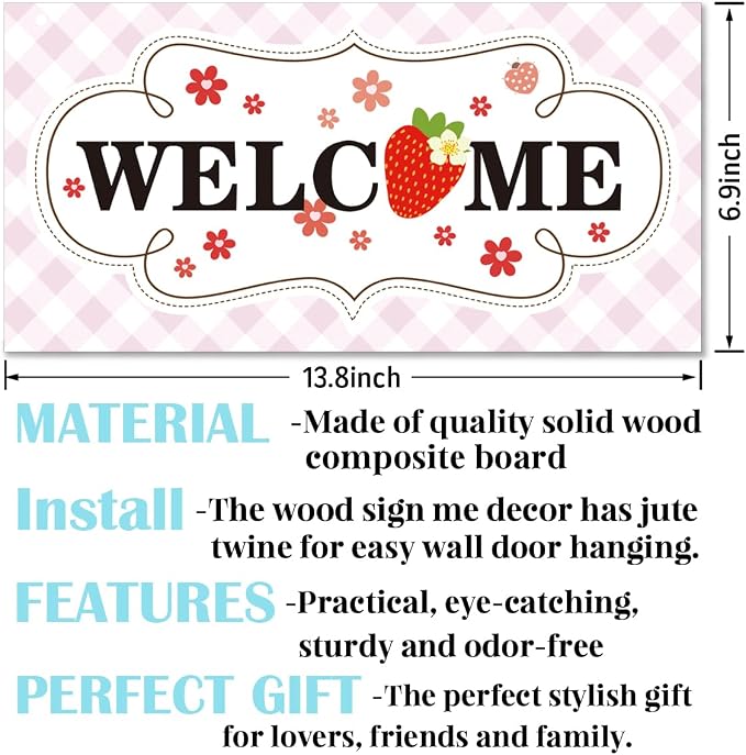 Welcome Sign for Front Door, Welcome Decor Wooden Hanging Sign for Girl Room - Image 2