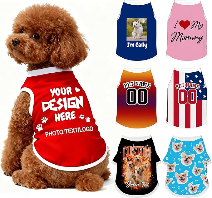 Custom Dog Shirt with Name Photo Text Logo Personalized Dog Pullover Shirts by Unknown