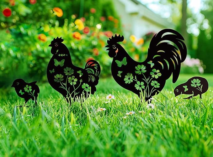 Metal Chicken Garden Decor for Outside, Decorative Garden Stakes Chicken Gifts - Image 3
