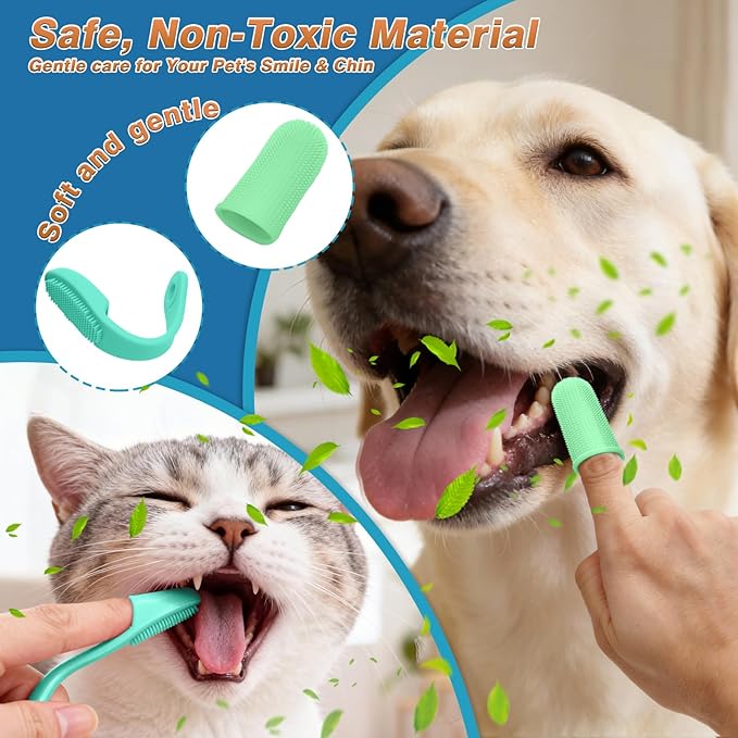 7PCS Dog Washing Gloves | Dog Bath Brush | Storage Bag | Dog Finger Toothbrush - Image 7