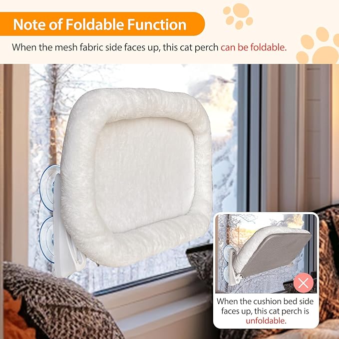 L&W BROS. 2PC Cat Window Perch Cushion Bed Cat Hammock - Image 4