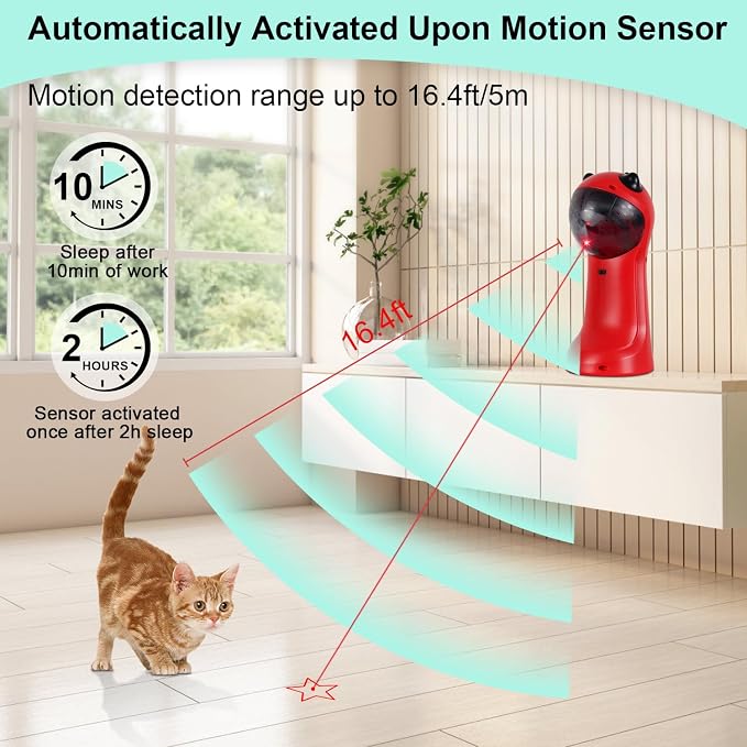 TBTeek Cat Toy, Motion-Activated, Rechargeable, 5 Fun Patterns, Random Rotating - Image 3