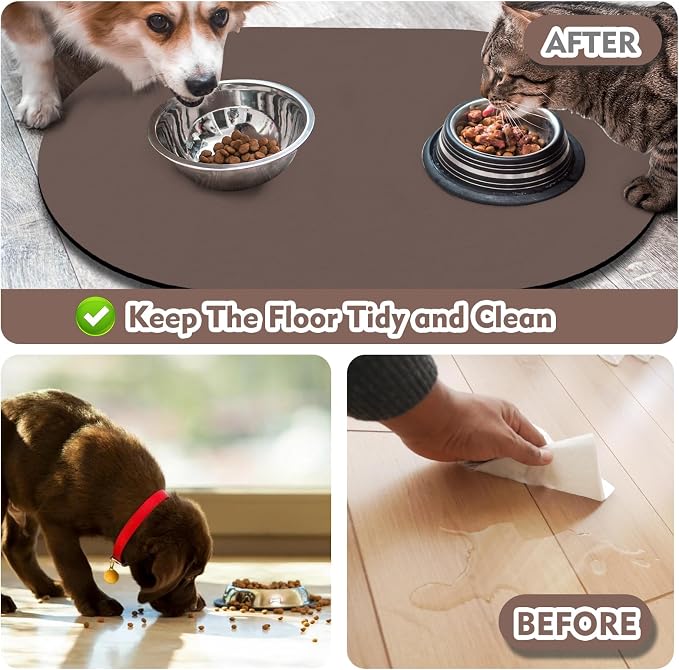 Cat Food Mat 24''x16'', Absorbent Cat Mats - Image 5