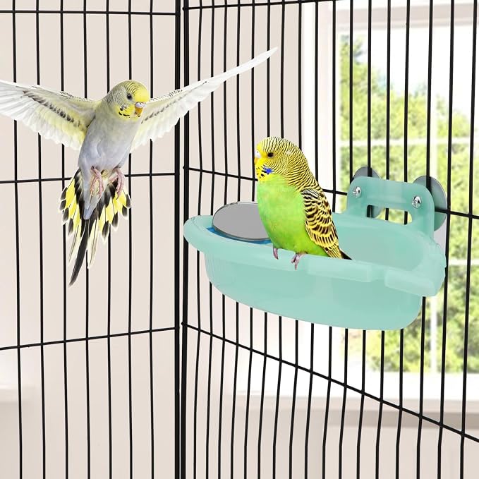 Wontee Bird Bath for Cage Portable Parrot Hanging Bathroom Bathing Tub - Image 3