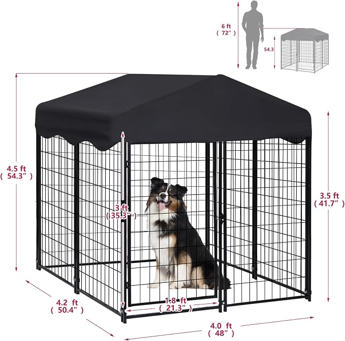 Dog Kennel Outside, 4.5' x 4' x 4' Dog Kennel Outdoor - Image 2