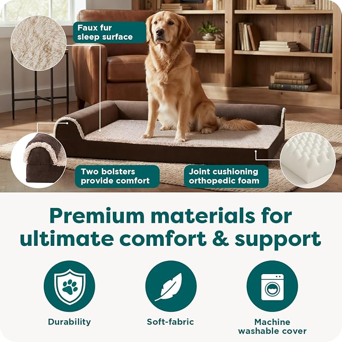 FurHaven Orthopedic Dog Bed for Large Dogs, L-Shaped Chaise Mattress - Image 5