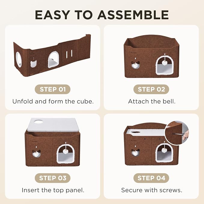 Joydeco Cat House for Indoor Cats, Extra Wide Scratch Resistant Felt Cat Condo - Image 7