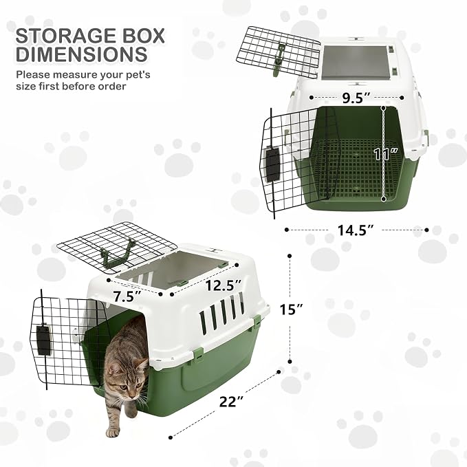 MoNiBloom 22-Inch Dog Crate Plastic 2-Door Top Loading Cat Carrier, Hard-Sided - Image 2