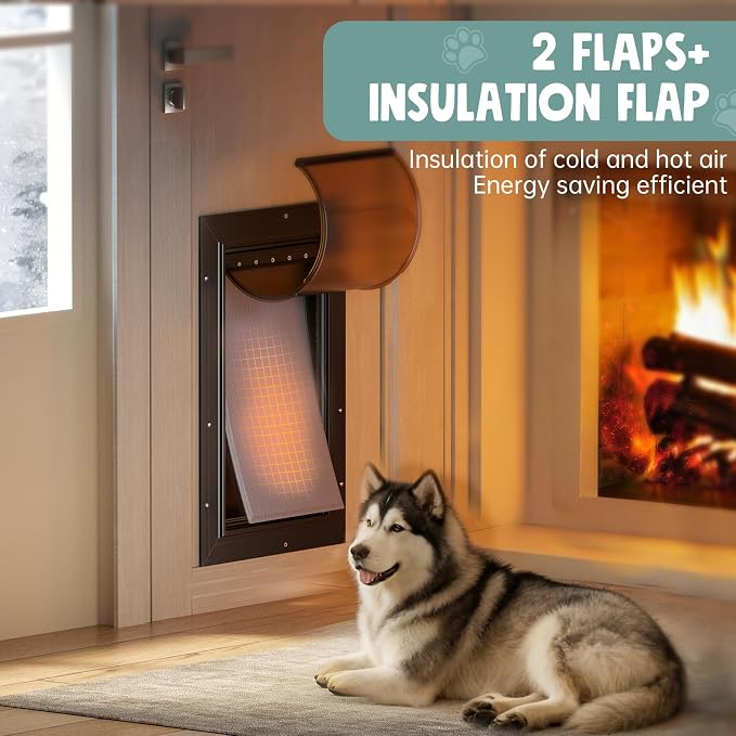 Extra Large Dog Door for Door All Aluminum 3 Flaps Black, Heavy Duty XL Dog - Image 4