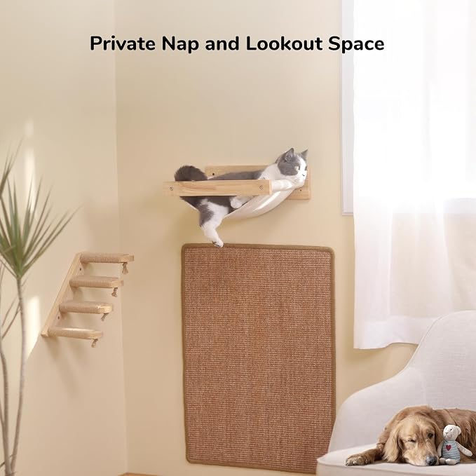 FUKUMARU Hammock Wall Mounted Cat Beds and Perches, Wooden Kitten Walls - Image 4