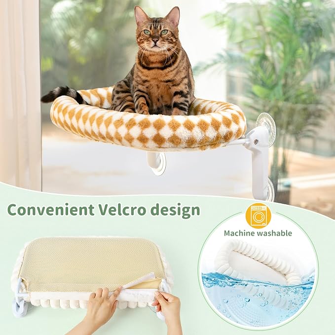 Sunhoo Cat Window Perch Bed Foldable Kitty Windowsill Hammock Shelf Seat Large - Image 5