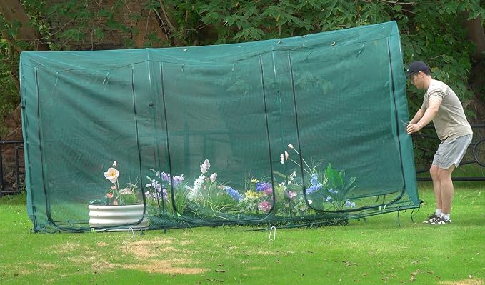 Poray Large 12.3X4FT Tunnel Plant Netting Cover, 6FT Tall Crop Cage Tomato - Image 9