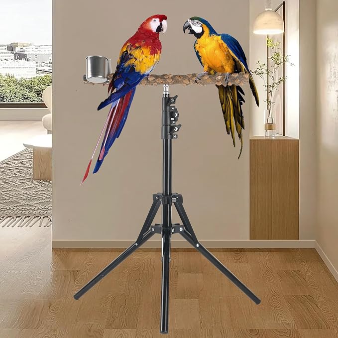 Adjustable Bird Perch Stand, 16-62 Inch Height Adjustable Bird Training Perch - Image 2
