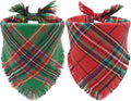 Christmas Dog Bandanas 2PCS-Large, Winter Classic Red Green Plaid Dog Scarf by CozyHaus