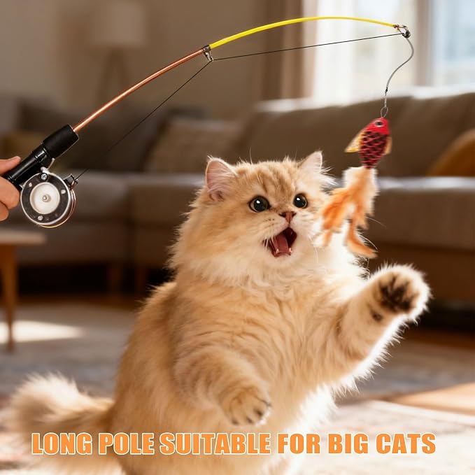 Cat Toys Interactive for Indoor Cats Wand Retractable Fishing Pole - Image 5