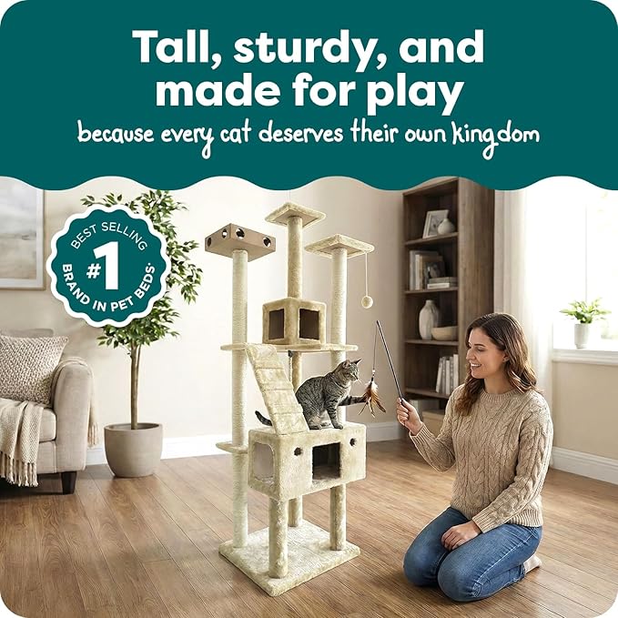 FurHaven 69.3" Tall Cat Scratching Post Tower - Image 2