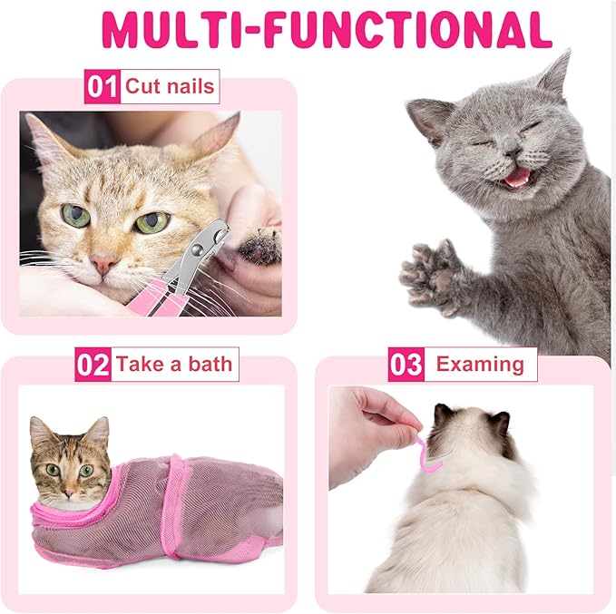 9 Pcs Cat Bathing Bag Set Cat Shower Bag Anti Bite and Scratch - Image 6