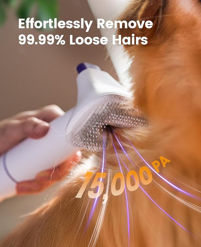 oneisall Dog Grooming Vacuum Kits: 15000Pa Shedding Brush - Image 3