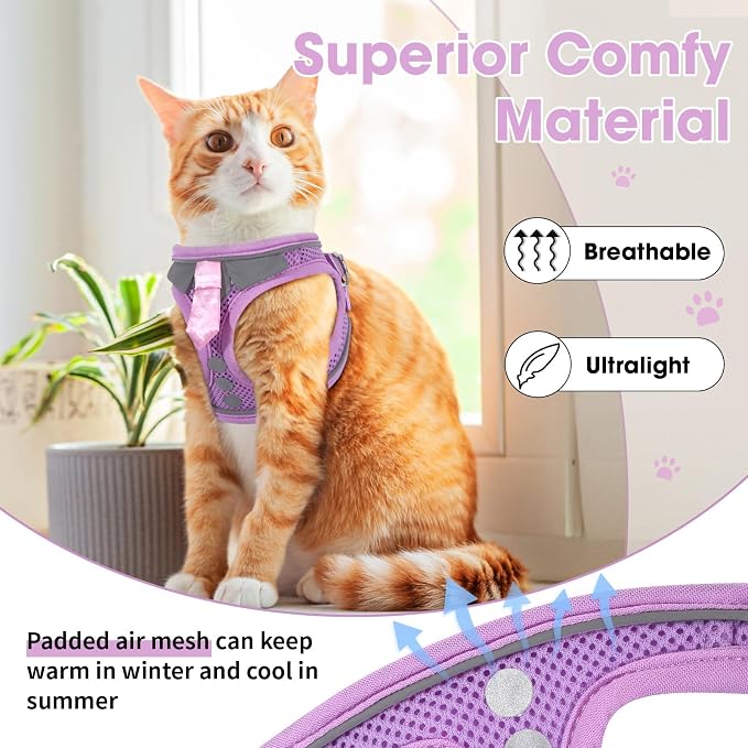 Cat Harness and Leash Set for Walking Escape Proof, Soft Adjustable Kitten - Image 3