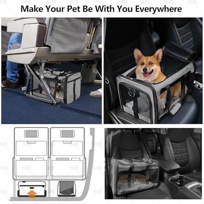 Soft Sided Cat/Dog Carrier, Collapsible Pets Travel Carriers - Image 7