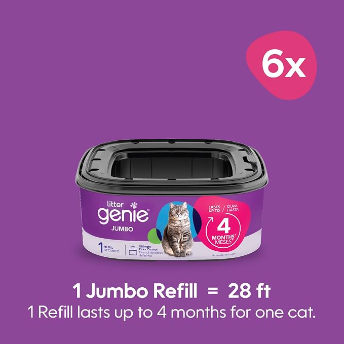 Litter Genie Refill Bags | Jumbo 6-Pack 168 total ft | Up to 24 months of - Image 2