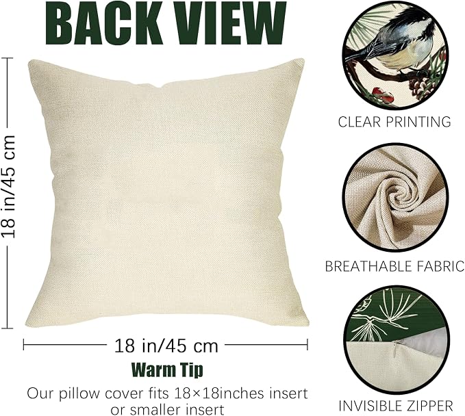 Fahrendom Hello Winter Green Decorative Throw Pillow Covers 18 x 18 Set of 4 - Image 2