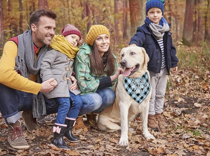 Dog Bandana, Happy Birthday Mom Dog Bandana, Dogs Scarf Classical Plaid Printing - Image 5