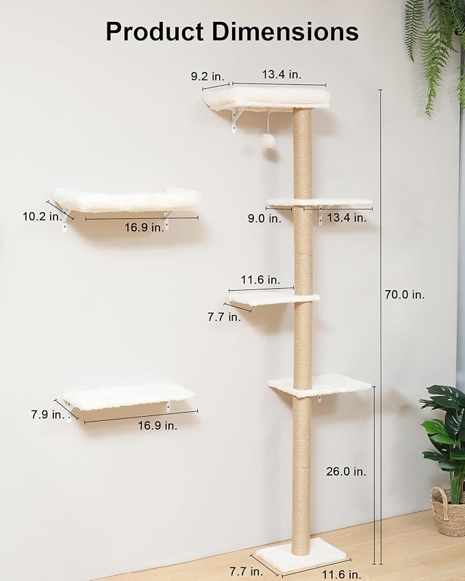 FUKUMARU Cat Wall Shelves, Stable Wall Mounted Cats Furniture Set, Kitten - Image 6