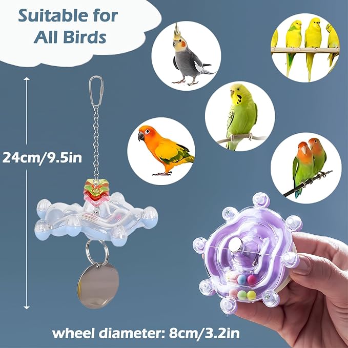 Bird Toys for Parakeets, Colorful Parakeet Toys Wheel, Interactive Spinner - Image 5