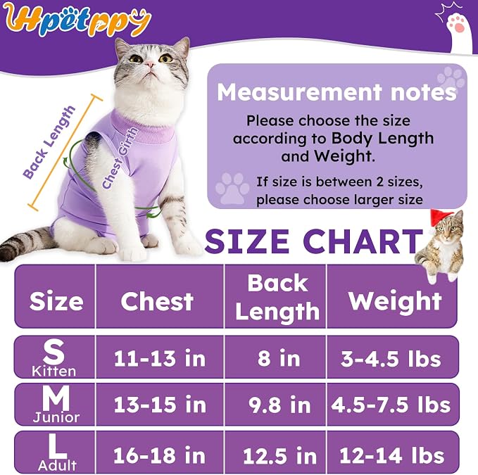 Cat Recovery Suit for Spay Abdominal Wound, Breathable Kitten Onesie for Cats - Image 2