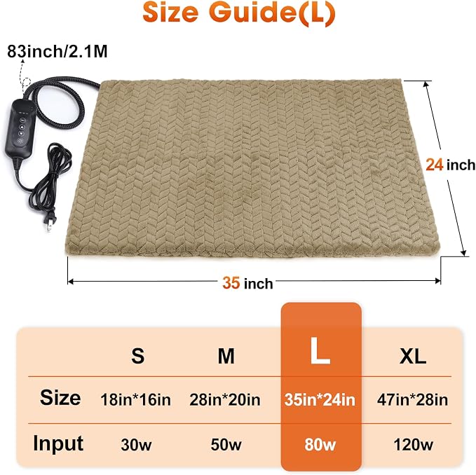 GASUR Heated Cat Bed, Waterproof Cat Heating Pad Indoor w/Timer, Temp - Image 7