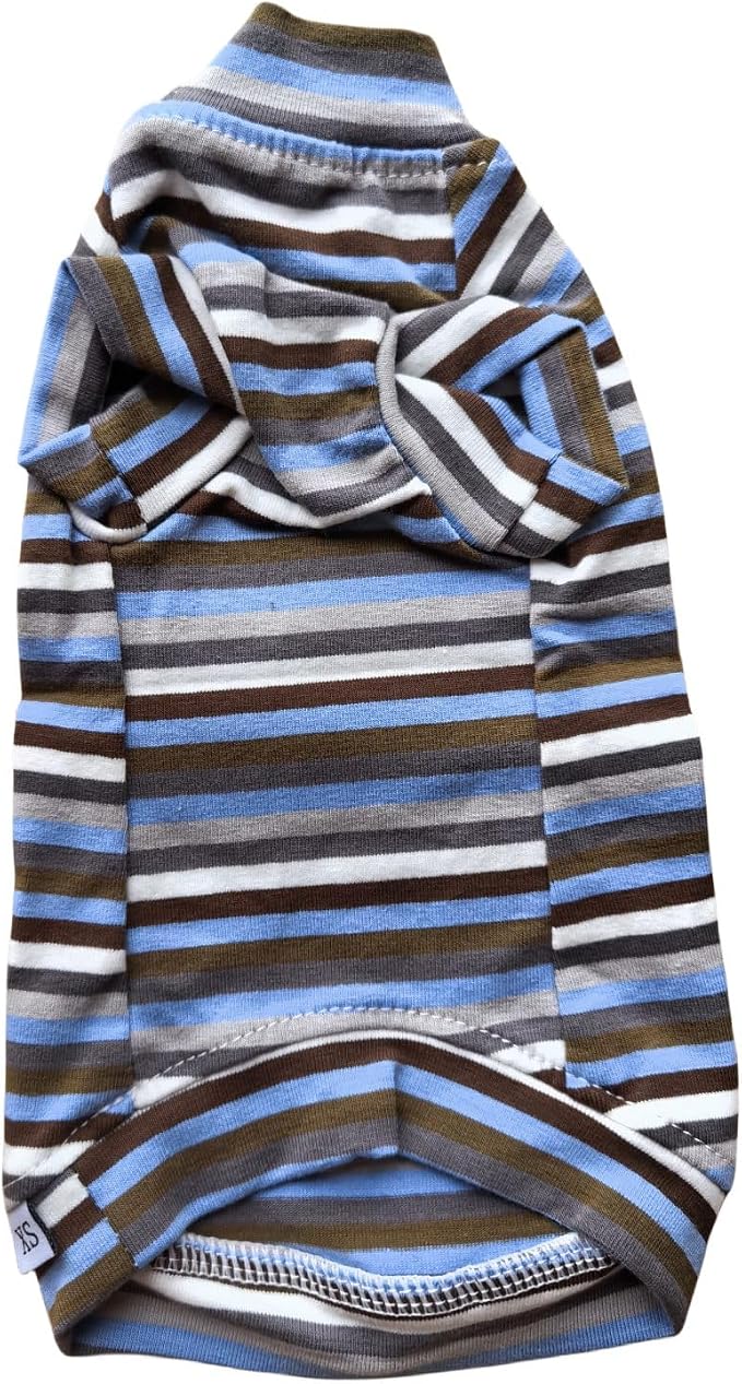 Vintage Stripes Sphynx Hairless Cats Shirt Cotton Cat Turtleneck Pet Clothes by Kitipcoo