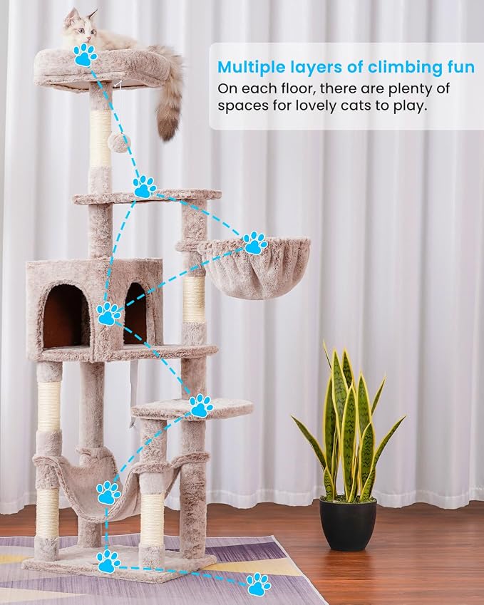 Hey-brother Cat Tree with Large Hammock, Cat Condo with Sisal-Covered - Image 2