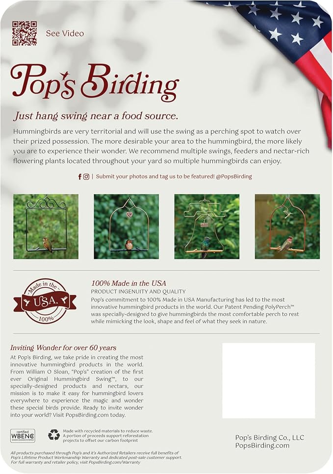 The Original Hummingbird Swing for Outdoors - Image 7