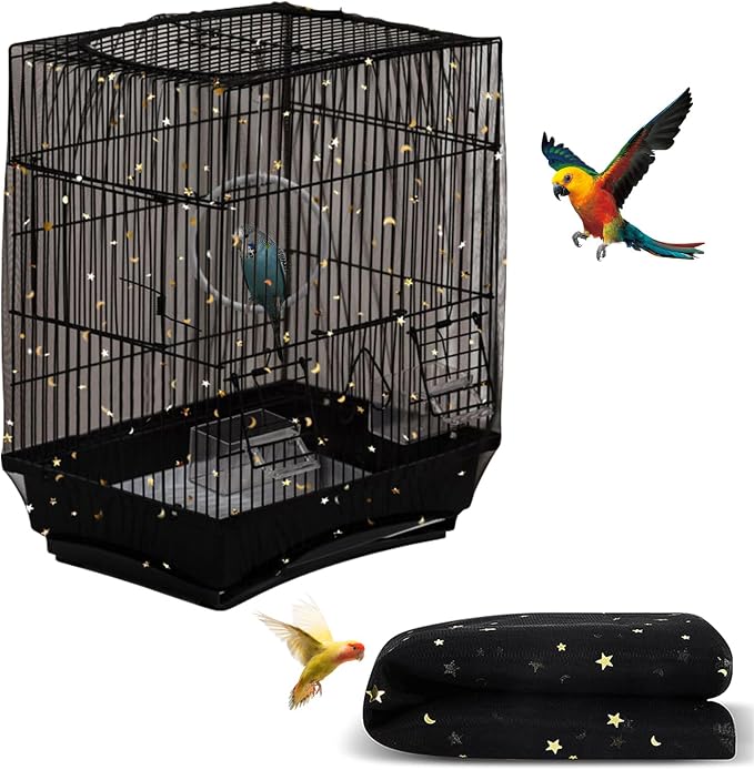 Bird Cage Seed Catcher, Seed Catcher Guard Net Cover, Parrot Nylon Mesh Net by DECKALY