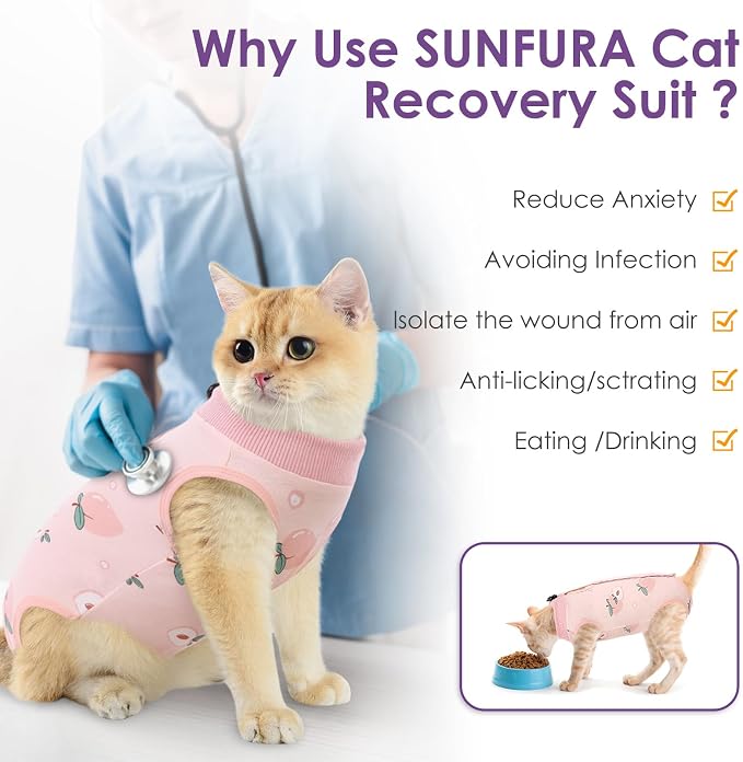 SUNFURA Cat Recovery Suit, Kitten Surgical Full Bodysuit - Image 6